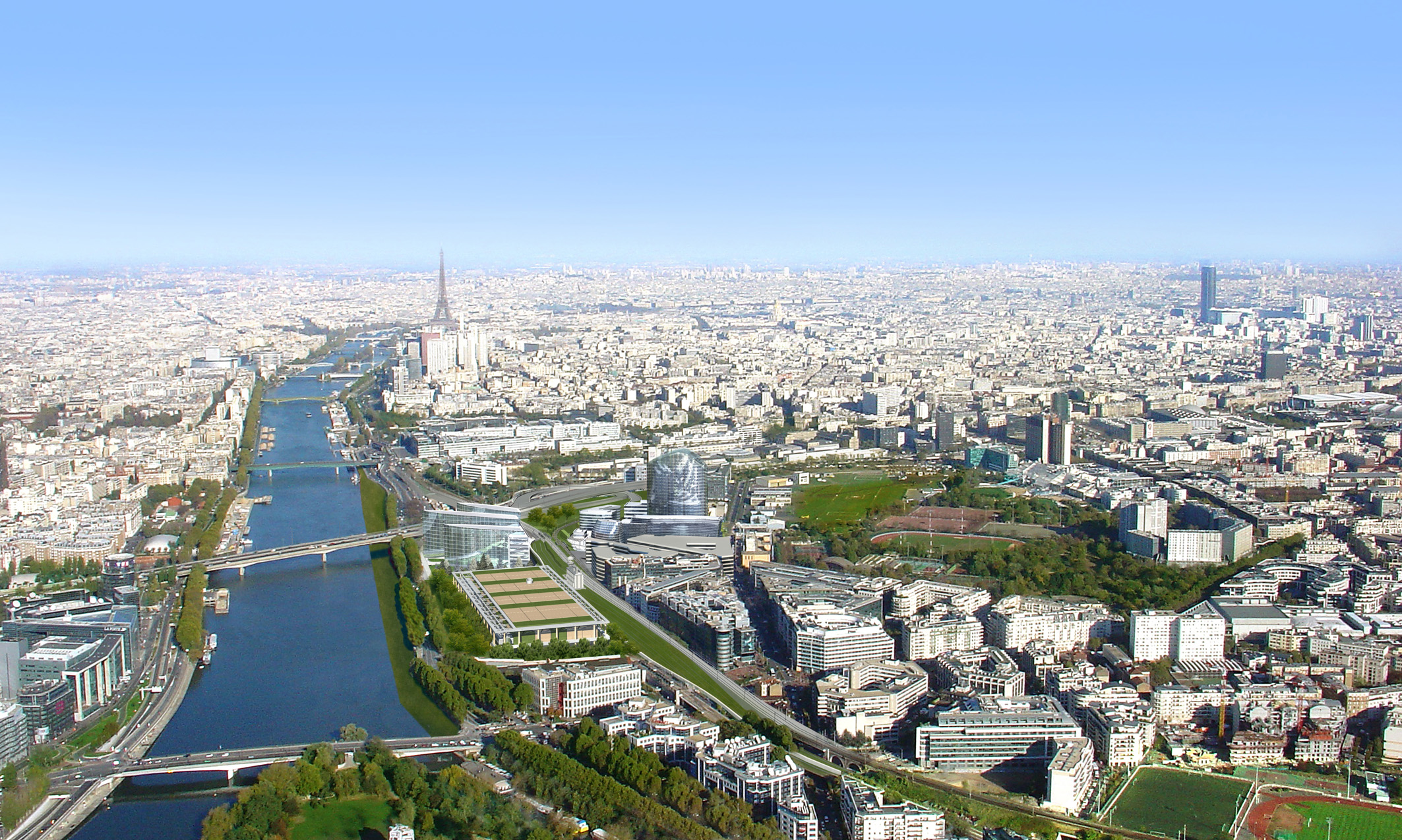 Vue aérienne d'une partie de la ville d'Issy-les-Moulineaux ©Photo aérienne OPTI